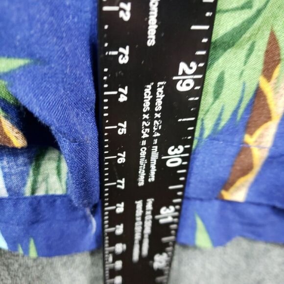 Utility Hawaiian Button Up Short Sleeve Shirt Mens L Boats Palm Trees multicolor - Picture 4 of 7